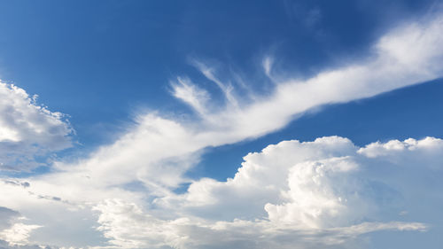 Low angle view of clouds in blue sky