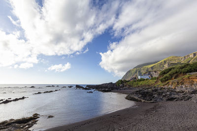 Scenic view of beach against sky