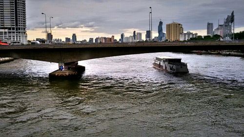 City skyline with river in background