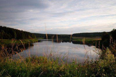 Scenic view of lake against sky