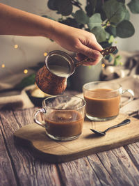 Coffee cup on table