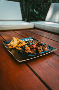 Close-up of food on table