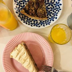 High angle view of breakfast served on table