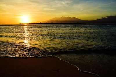 Scenic view of sea during sunset