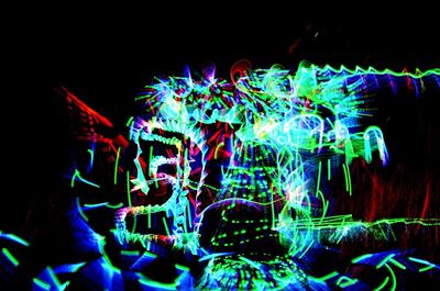 Illuminated light painting at night