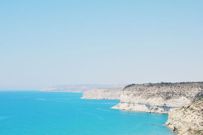 Scenic view of sea against clear sky