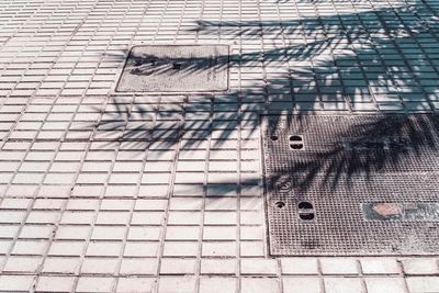 High angle view of brick wall