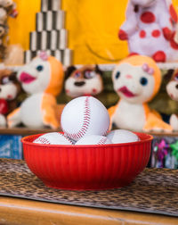 Close-up of colorful easter eggs on table