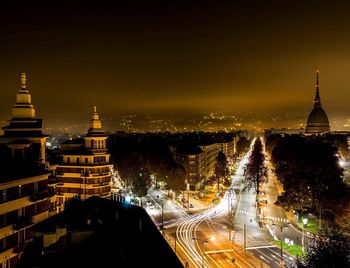 Illuminated city at night