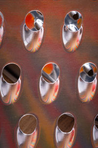 High angle view of candies on table