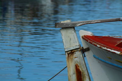 Boat moored in sea