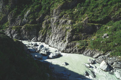 River flowing through rocks in forest