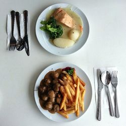 High angle view of food in plate