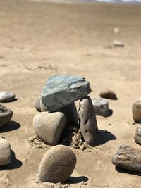 Close-up of stones on beach