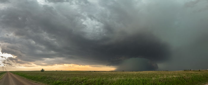 Storm clouds over land