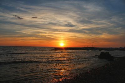 Scenic view of sea at sunset