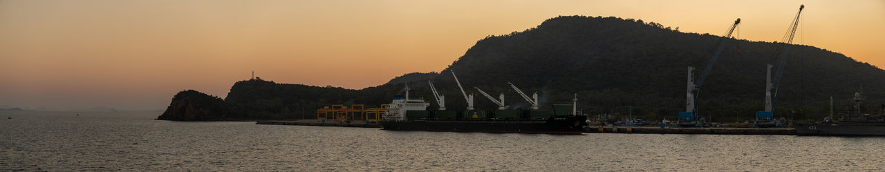 Panoramic view of sea against sky during sunset