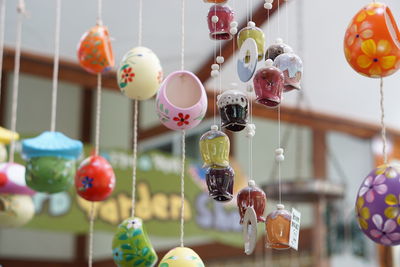 Close-up of wind chimes