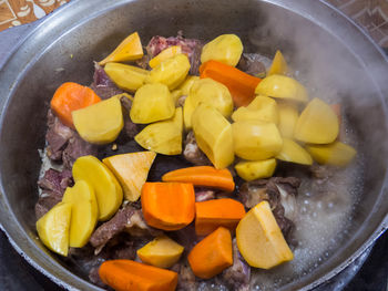High angle view of food in container