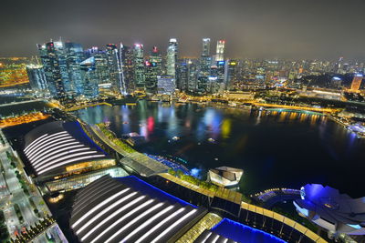 Illuminated cityscape at night