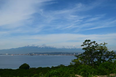 Scenic view of sea against blue sky