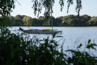 Scenic view of lake against clear sky