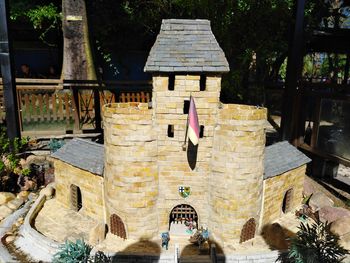 Gazebo by building against trees