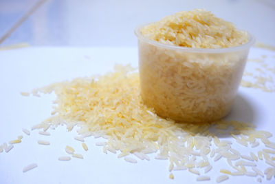 Close-up of bread in bowl on table