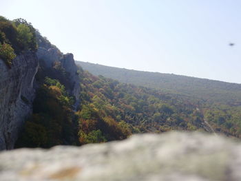 Scenic view of mountains against clear sky