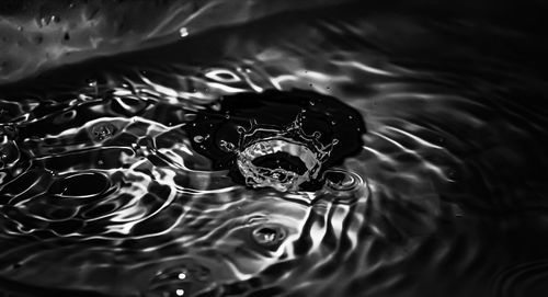 Close-up of water drop on metal