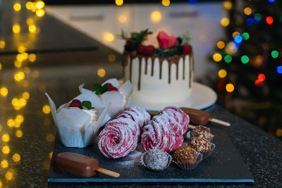 Close-up of cake on table