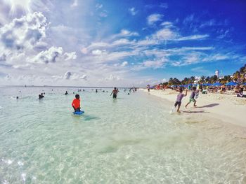 Tourists enjoying at beach