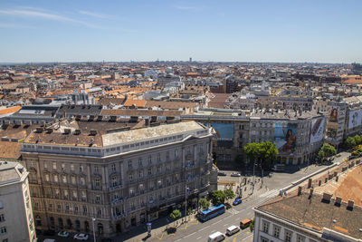 High angle view of buildings in city