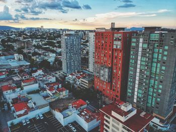 High angle view of buildings in city