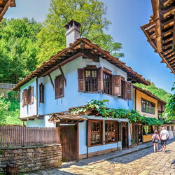 Craftsman street in the etar architectural ethnographic complex in bulgaria on a sunny summer day