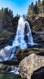 Low angle view of waterfall