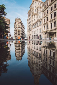 Reflection of buildings in city