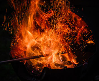 Close-up of fire at night