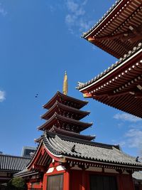 Low angle view of pagoda against sky