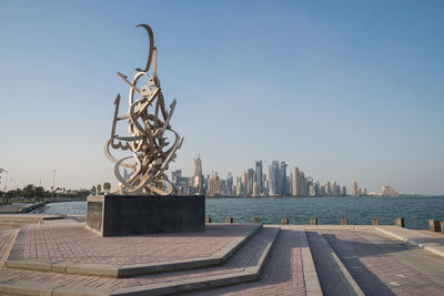 View of calligraphy sculpture against clear sky