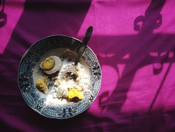 High angle view of food on table