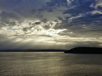 Scenic view of sea against cloudy sky