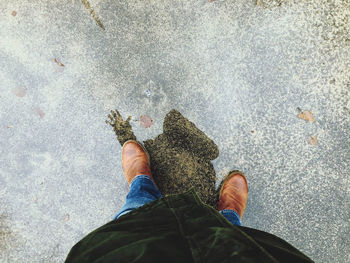 Low section of man standing on concrete