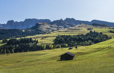 Scenic view of landscape and mountains against sky