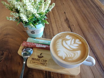 Coffee cup on table