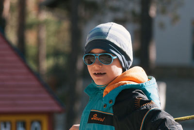 Portrait of boy wearing sunglasses