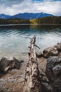 Scenic view of lake against sky