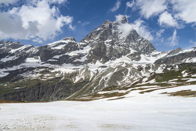 Alpine landscape with the imposing matterhorn  - cervino, aosta valley, italy
