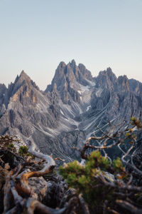 Scenic view of mountains against clear sky