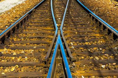 High angle view of railroad tracks